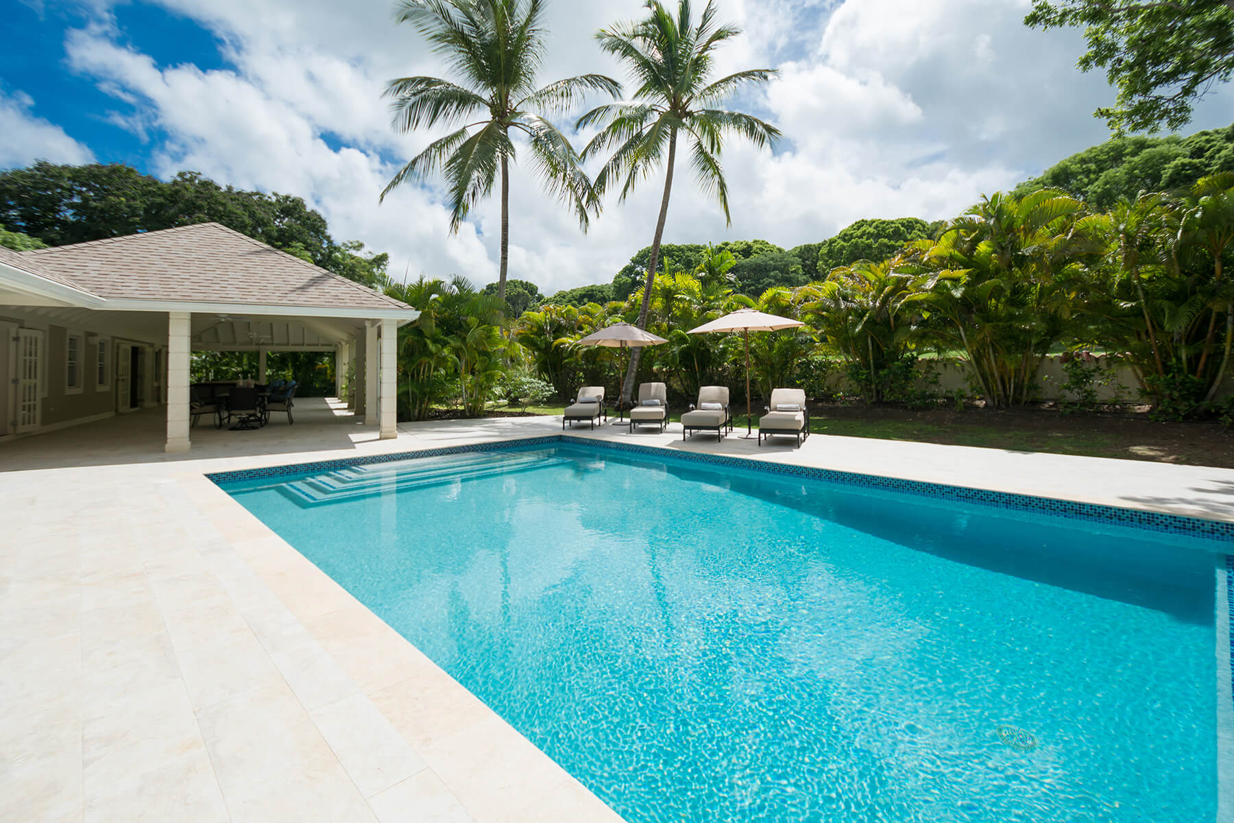 Fairways at Sandy Lane Barbados pool and sunloungers