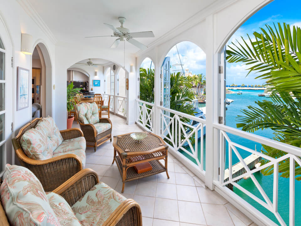 Port St. Charles 211 Barbados seating on balcony